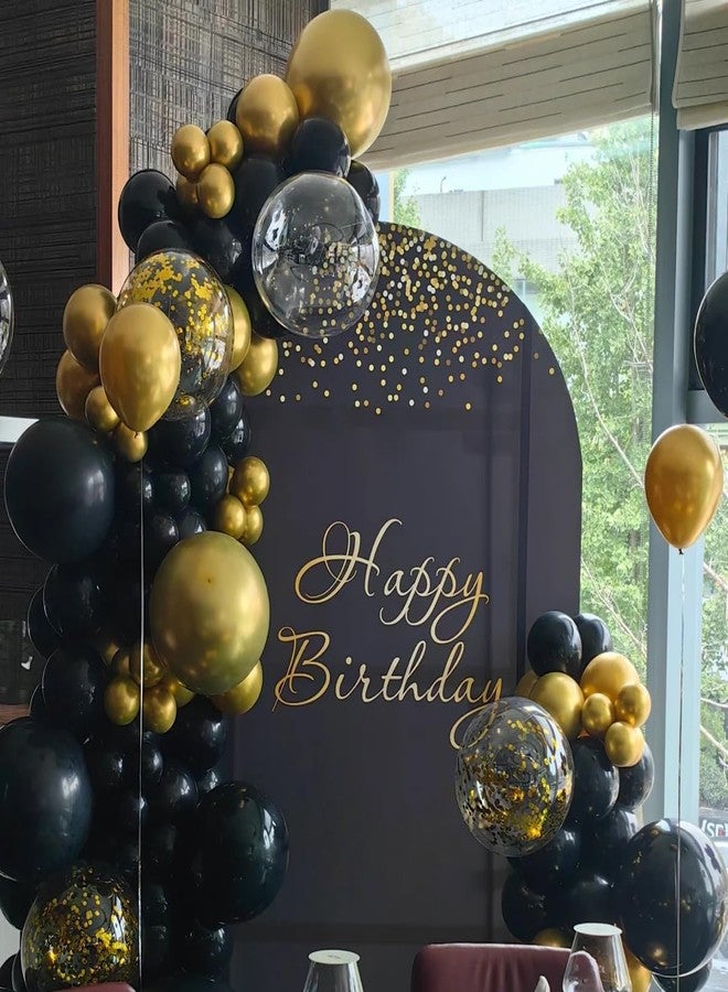 طقم قوس بالونات MEBAY أسود وذهبي وفضي، 166 قطعة من بالونات اللاتكس بأحجام 5 و10 و12 و18 بوصة مع قصاصات ذهبية لتزيين حفلات رأس السنة 2025، وحفلات التخرج، وحفلات الزفاف، وأعياد الميلاد - Image 5